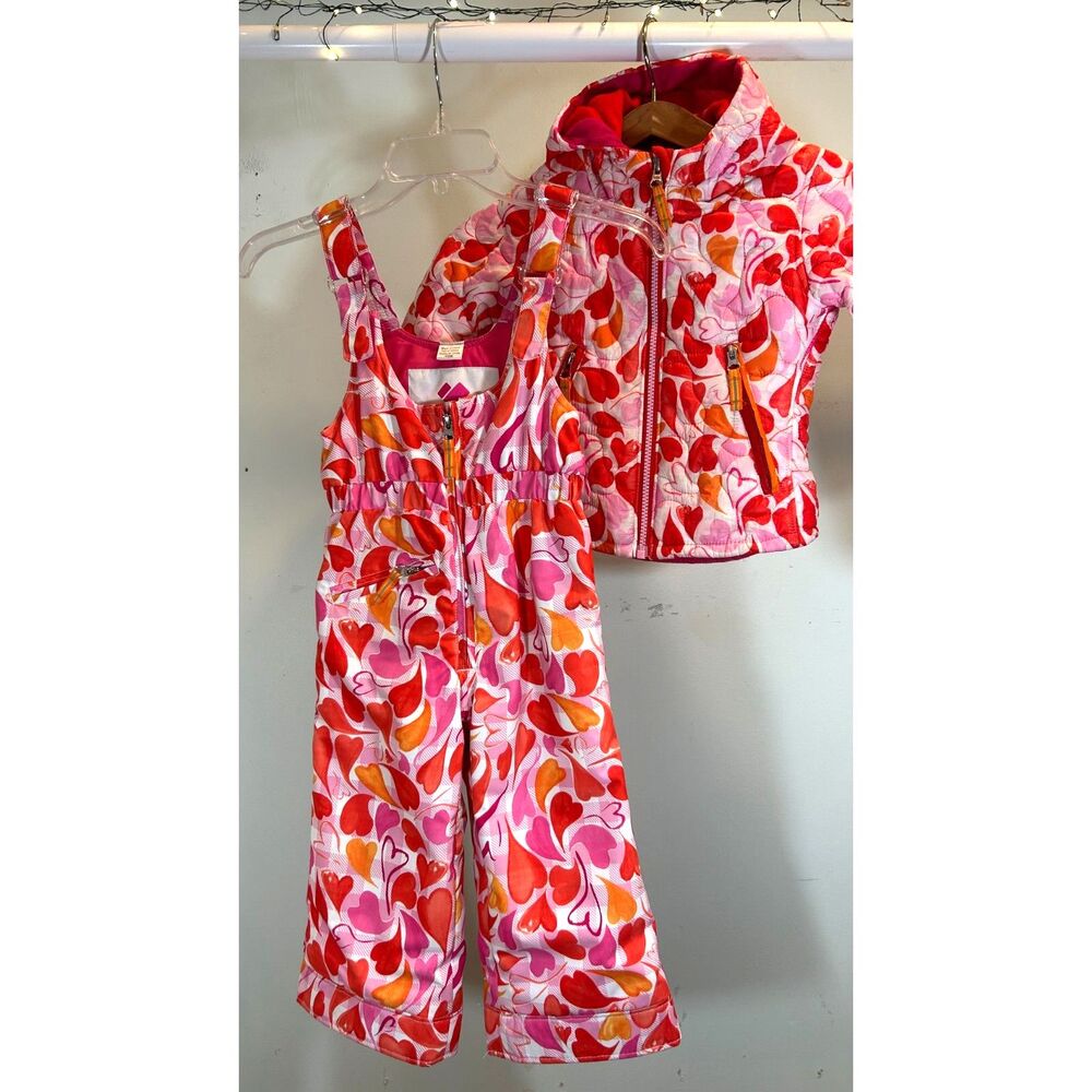 Obermeyer I-Grow Snow Suit 2/Piece Set Red Pink Size 3 Kids Ski Vacation